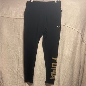 Puma Black and Gold Leggings Athletic Fit